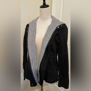 DKNY Jeans Petite Jacket with Gray Faux Hoodie